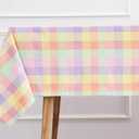 PurpleEssences Buffalo Plaid Tablecloth - Water Resistant Wipeable Washable Checkered Table Cloth for Outdoor Picnic Dining - Spring Summer Easter - 60 x 84 Inch - Multicolor