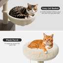 Litter Box Enclosure with Cat Tree Tower and Condo Brush Post and Passage Hidden Cat Washroom Furniture with Sisal Scratching Post & Soft Plush Perch Wooden Cat Furniture with Multiple Platforms