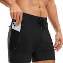 G Gradual Men's Swimsuit Trunks with Zipper Pockets Quick Dry Swimwear Bathing Suit Swim Briefs Board Shorts for Men (Black, M)