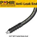 POHIR 4FT Pressure Washer Whip Hose 4800psi 3/8'' Steel Wire Braided with 3/8'' Quick Connect Plug, Reel Connector Jumper Hose for Pressure Washing (4800PSI, 4FT)