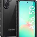 Lanhiem for Samsung Galaxy A56 Phone Case, IP68 Waterproof Dustproof, Built-in Screen Protector, Rugged Full Body Shockproof Protective Cover for Samsung A56 6.7", Black