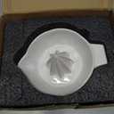 Ceramic Lemon Juicer Reamer Manual Citrus Lime Hand Squeezer Bowl with Handle and Pour Spout, Handheld, Easy to Use and Clean (White)