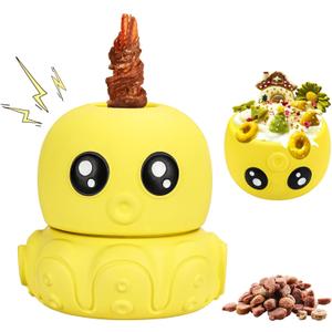 Interactive Dog Toys Bully Stick Holder,Treat-Dispensing & Squeaky Dog Chew Toys to Keep Them Busy Multifunctional Natural Rubber (Yellow)