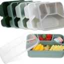 Honeydak 5 Pack Snack Containers 4 Compartment Bento Snack Boxes Reusable Lunchable Containers with Lids Divided Meal Prep Lunch Food Storage Box for School Work Travel(Sage,Mixed)