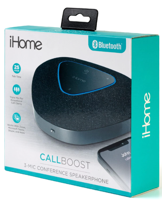 iHome Conference Speaker and Microphone, USB and Bluetooth Speakerphone with 3 Noise Cancelling Microphones for Home Office, Compatible with Mac, Windows, iOS, and Android
