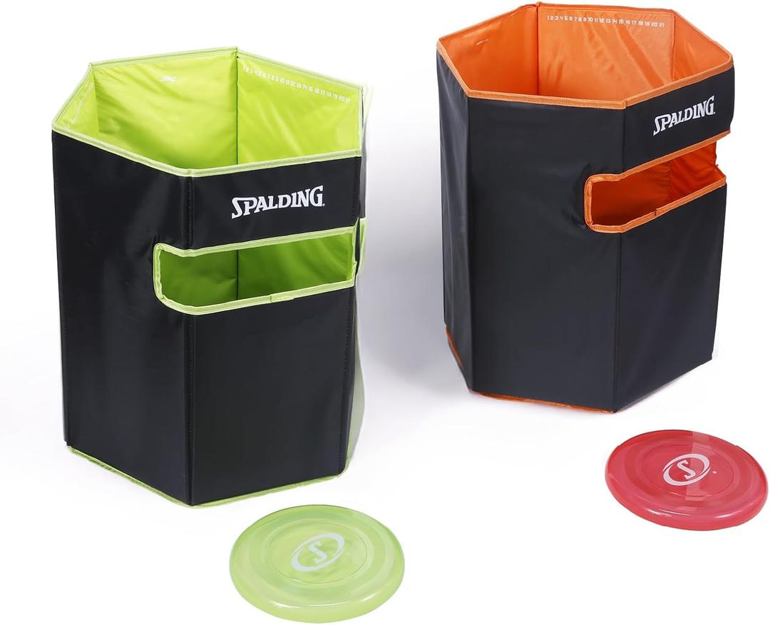 Spalding - Disc Toss Game Set, Includes 2 Folding Target Cans & 2 Discs, Easy Setup Outdoor Game for All Ages, Travel-Friendly for Backyard, Beach, Park, Camping, Tailgates