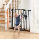 34" Extra Tall Baby Gate for Stairs, Auto Close Stroller Friendly Dog Gate Indoor for Doorways, Pressure Mounted 29"-40" Wide Baby Gate, Easy Walk Through Gate for Children & Pets, Black