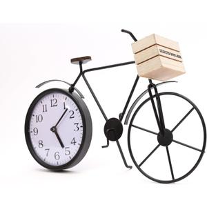 Bicycle Table Clock  Cute Decorative Black Metal Tabletop Analog Clocks  Unique Retro Mantel, Desk, Shelf Decor for Living Room, Kitchen, Bathroom or Office - Cool Bike Clock