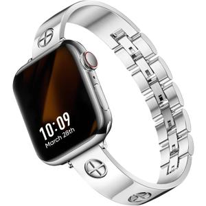 Missair Compatible with Apple Watch Band 38mm 40mm 41mm 42mm 44mm 45mm 46mm 49mm, Stainless Steel Metal Strap Women Dressy Bracelet Wristband for iWatch Series 11 10 9 8 7 6 5 4 3 2 1 SE Ultra (Silver)