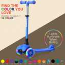 Blue Mini 3 Wheel Scooter for Kids Lean-to-Steer with LED Light-Up Wheels, Adjustable Handlebar, Wide Anti-Slip Deck, Smooth PU Wheels, Rear Foot Brake Toddler Scooter for Ages 2+