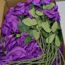 50pcs Artificial Roses Flowers in Bulk,Realistic Silk Fake Rose with Long Stem for Wedding Centerpieces Bouquet Party Floral Arrangement Home Decoration (Purple)