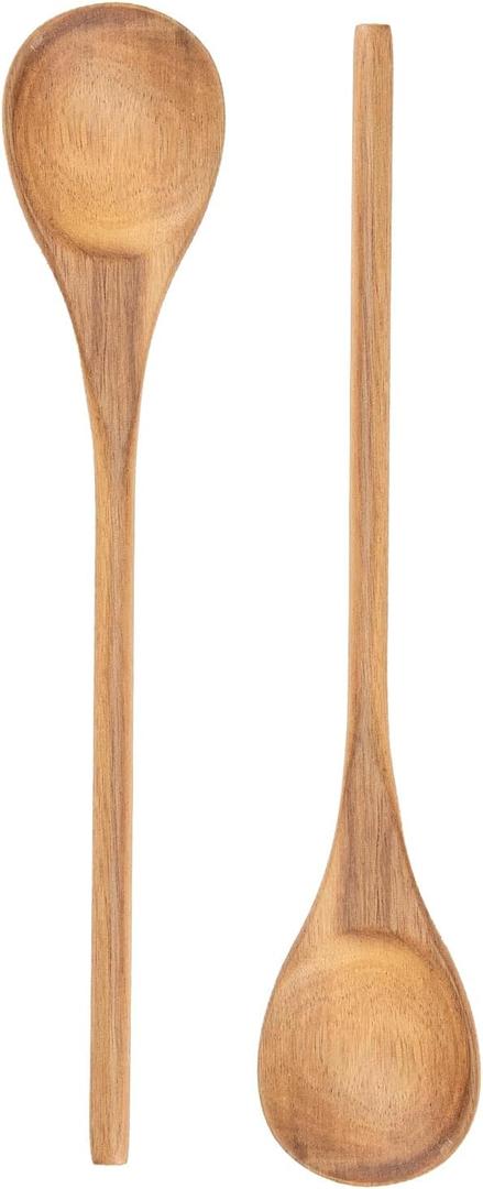 Wooden Spoons for Cooking, MZROO Wooden Spoon 12.5 Inch Long Handle Wooden Cooking Spoon Mixing spoons Tasting Spoons for Nonstick Cookware