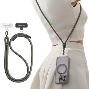 TORRAS Phone Lanyard Crossbody with 2 Phone Tabs, Adjustable Anti Theft Phone Strap for All Phones, Premium Metal Buckles, SkinFriendly, Universal Cell Phone Neck lanyard for Travel Essentials, Black