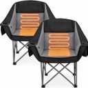 2 Pack Oversized Heated Camping Chair Lawn chair with 3 Heat Levels,Grey