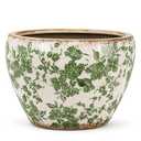 Geetery 10" Large Vintage Ceramic Pots Beige Green Farmhouse Planters Decorative Plant Pot Wide Mouth with Drainage Hole for Indoor Outdoor Orchid Houseplant Home Office Shelf Table Decor Gift