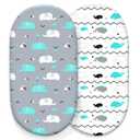 Stretch Fitted Bassinet Sheet Set BROLEX 2 Pack Cradle Sheets for Bassinet Pad/Mattress,Unisex Boys Girls,Ultra Soft,Elephant Whale