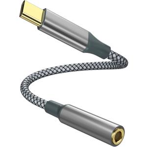 USB C to Aux Audio Dongle Cable Cord, Type C to 3.5mm Female Headphone Jack Adapter for iPhone 16 Pro Max/16 Pro, 15 Pro Max/15 Pro/15 Plus, Samsung Galaxy S23/S22/S21 Ultra, Pixel, iPad Pro, MacBook (Gray)
