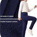 TODDOR 3 Pack Girls Winter Fleece Lined Leggings Stretchy Solid Velvet Pants Warm and Soft Tights for Kids (10-12 Years, Black, Navy, Hot Pink)