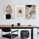 EJPFOGV Triptych Neutral Abstract Wrapped Canvas Wall Art 16x24 inches x3