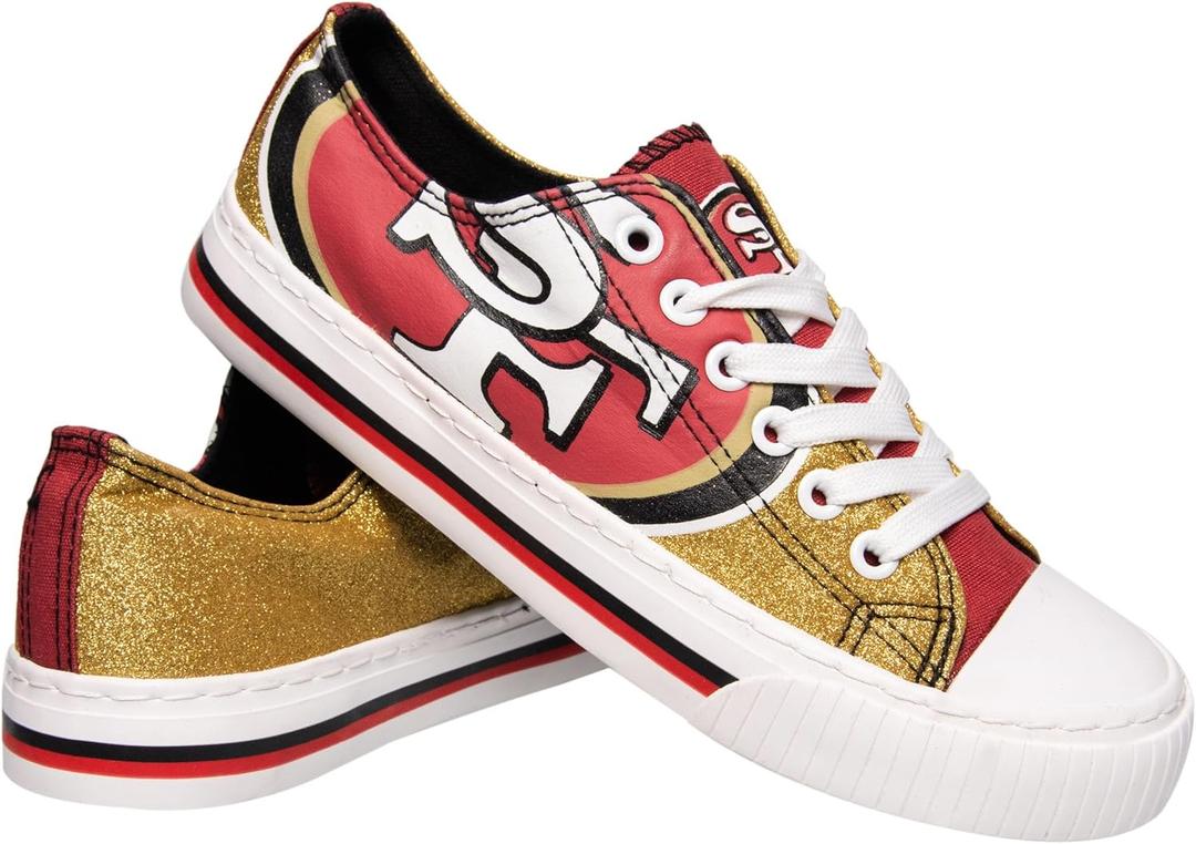 FOCO Women's NFL Team Logo Ladies Fashion Glitter Low Top Canvas Sneakers Shoes Dallas Cowboys Shoes-10/XXL (7)