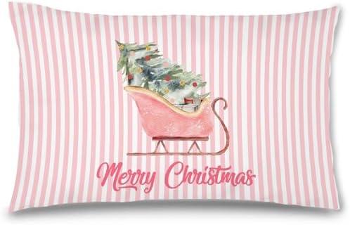 Western Christmas Cow Tree Throw Pillow Covers 12x20, Cowboy Christmas Decor, Rustic Country Coquette Bow Boots Hat Xmas Decorative Lumbar Pillow Covers for Couch Bed Home Bedroom Living Room