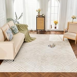 INGEROOM 8x10 Area Rugs for Living Room, Washable Area Rug Grey, Modern Design, Geometric Carpet for Living Room, Bedroom, Dining Room, Offic, Entryway