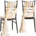 Ling's Moment Wedding Chiffon Chair Sashes Cover Aisle Decorations Draping Fabric Wrinkle-Free with Tie 16 Pcs for Party Ceremony Reception Floral Arrangement Banquet Outdoor Decor
