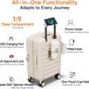 Expandable Lightweight PC Hard Shell Suitcase, 20-inch Carry On Luggage with TSA Lock, 360 Silent Spinner Wheels, Top Opening & Cup Holder - Ideal for Business Travel Suitcase (Ivory)