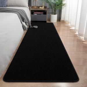 Modern Hallway Runner Rug, 2x6 Rug Runners for Kitchen, Black Washable Long Runner Rugs for Hallways, Soft Indoor Carpet for Bedroom Bedside, Non-Slip Memory Foam Rugs for Entrance Living Room Dcor