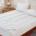 YOUR MOON 100% Wool Mattress Topper Full Size, 800GSM Natural Wool Filling, Thick Pillow Top Mattress Pad, Back Pain Relief Bed Topper with Cotton Cover, 16" Deep Pocket, 54"x75" (White)