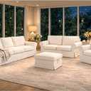 The Heavy Duty Fabric Ektorp 3.5 Seat Width: 98" (Not Regular 3 Seat) Sofa Cover Compatible with IKEA Ektorp Three and Half Sofa Cover, a Sofa Slipcover Replacement (Polyester Beige)
