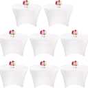 8 Pack 6FT Round Spandex Tablecloth 72 White Elastic Table Cover Washable Wrinkle Resistant Fitted Stretch Table Cover for Wedding Party Birthday Banquet Bar Events(White)