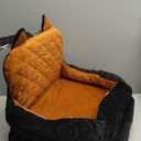 Dog Car Seat for Small/Medium Dogs Up to 35lbs,Elevated Cushion Fits in Front/Back Seat,Travel Safety Per Car Bed with Washable Removable Cover, Storage 2 Pockets Black-Orange