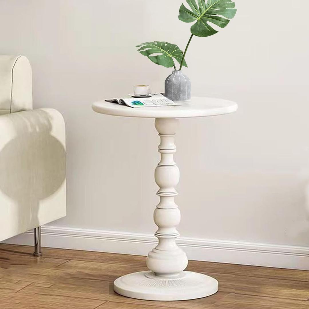 Pedestal White Metal Side Table, Sofa Coffee Table, Small TV Tray Table for The Sofa In the Living Room and Bedroom, Mini Coffee Table is Lightweight and Convenient to Move, 20.47 (H) *13.77 (W)