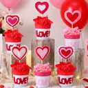 6 Pcs Valentines Day Decorations for Home Artificial Heart Topiary Plant with Pot with Bow and Raffia Valentines Table Centerpiece Felt Heart Decor for Galentines Day Tiered Tray Decor Gift