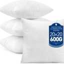MIULEE Set of 4 Throw Pillow Inserts 20x20 Inches, 100% Virgin Filling Nowoven Pillow Inserts for Couch Sofa Living Room