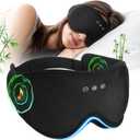 Sleep Mask Headphones with Bluetooth,3D Blackout Bamboo Cotton Eye Mask for Sleep,Sleeping Eye Mask with 5.4 Bluetooth Headphones Wireless for Side Sleepers,Travel Essential Gift for Women Men, Black