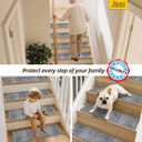JSEI Stair Treads for Wooden Steps, 15 Pack 8" X 30" Non-Slip Machine Washable Carpet Stair Tread with TPE Backing, Indoor Stair Rug Runner for Kids, Elders & Pets, Polyester, Light Grey/Charcoal Black