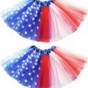 Red White Blue Tutu Skirt for Women Adult 3-Layer Plus Size Patriotic Tulle Skirt for 4th of July, USA Theme Party Costume (Blue)