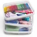 3PCS Clear Hard Shell Zipper Case,Portable Cosmetic Bag with Zipper, Diaper Bag Organizing Pouches, Kid's Toy Storage Organizer Bins,Hard Plastic Case,Clear Bags for Organizing