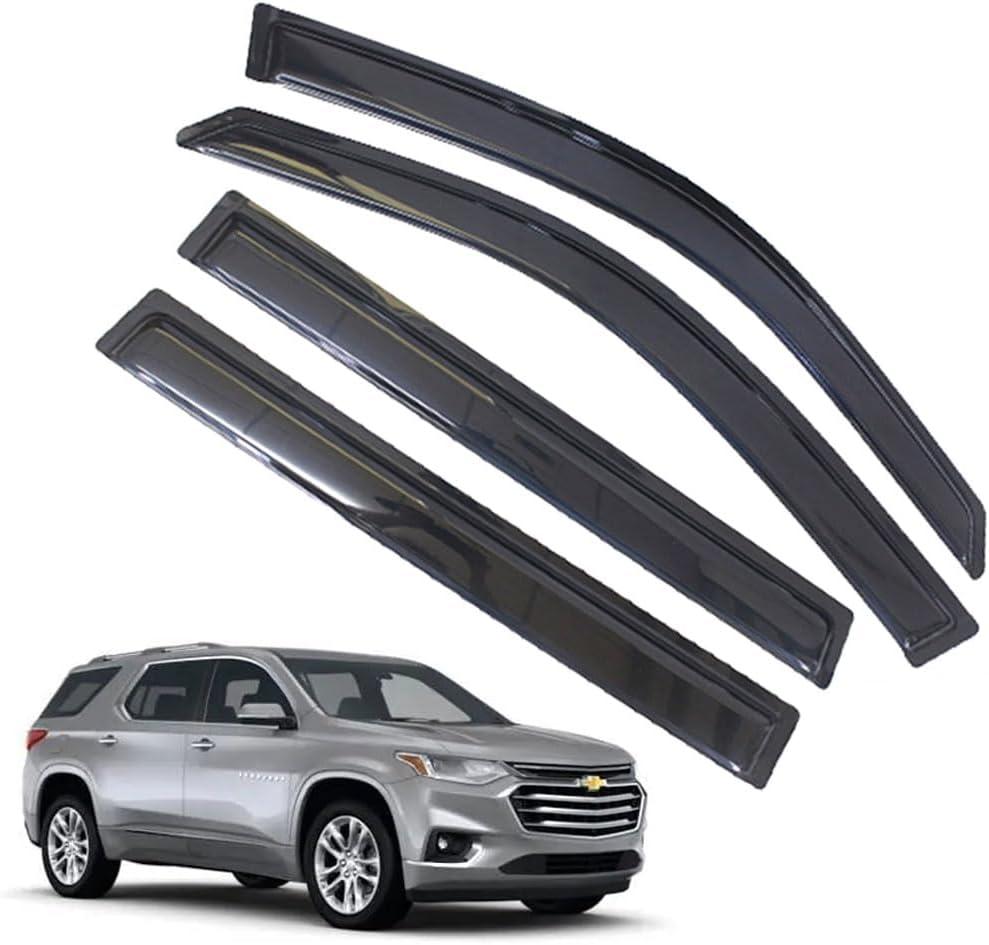 Rain Guards for Chevrolet (Chevy) Traverse 2018-2023, Tape-on Side Window Deflectors for Chevrolet Traverse, Window Visors for Chevrolet Cars, for Chevrolet Car Accessories, 4 pcs (For Chevrolet Traverse 18-23)