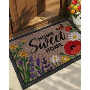 Color&Geometry Outdoor Door Mat, Resilient & Flexible Non-Slip Door Mat 24"x36", Dirt Trapping Waterproof Doormat, Welcome Mat for Porch, Patio & Entryway, Blossom Beige