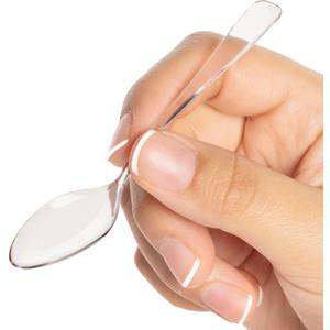 Loreso Plastic 50CT Mini Clear Dessert Spoons For Miniature Dessert Cups, Tasting Party, Sampling, Ice Cream, Small Catering Supplies - Reusable BPA Free, Pack of 50