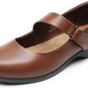 DREAM PAIRS Womens Ballet Mary Jane Flats, Comfortable Business Office Dress Shoes for Women Dressy and Work with Ankle Strap (6.5, Brown)