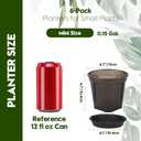 Hinwo 6-Pack Plastic Plant Pots with Drainage Holes and Saucers, 4.7 Inches Small Planters for Succulent, Orchid, General Plants, Flowerpots for Indoor, Outdoor Use, Carbon