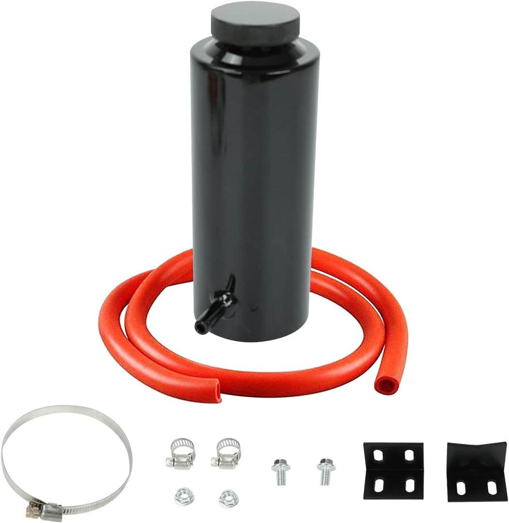 BLACKHORSE-RACING Universal 800ml Car Radiator Coolant Overflow Oil Catch Tank Cooling Catch Bottle Overflow Reservoir Heatsinks Aluminum Billet Black