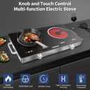 Karinear 2 Burner Electric Cooktop 110V, Portable Electric Stove with Handle, Knob Control Electri Hot Plate, Ceramic Countertop Burner, Timer, Safety Lock, 9 Power Level, 2000W, 24 inch(White)
