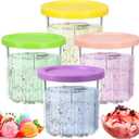 Advantez Containers For Ninja Creami Deluxe Pints and Lids - 4 pack,24oz Pint Containers Fit for Ninja NC501 NC500 Series Creami Deluxe Ice Cream Maker, Dishwasher Safe(Pink,Pink,Yellow,Green)