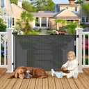 Weatherproof Outdoor Retractable Baby Gates for Decks with No Rust Screws and Rods, 72" Wide Waterproof Outdoor Baby Gate, 6 ft Scratch-Resistant Mesh Retractable Dog Gate for Parents and Pet Owners