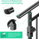Adjustable Handrails for Outdoor Steps Black Metal Stair Railing with Flexible Angle Design, Outdoor Handrail Fits 1 to 4 Steps or Horizontal Use, Wrought Iron Hand Rails with Installation Kit